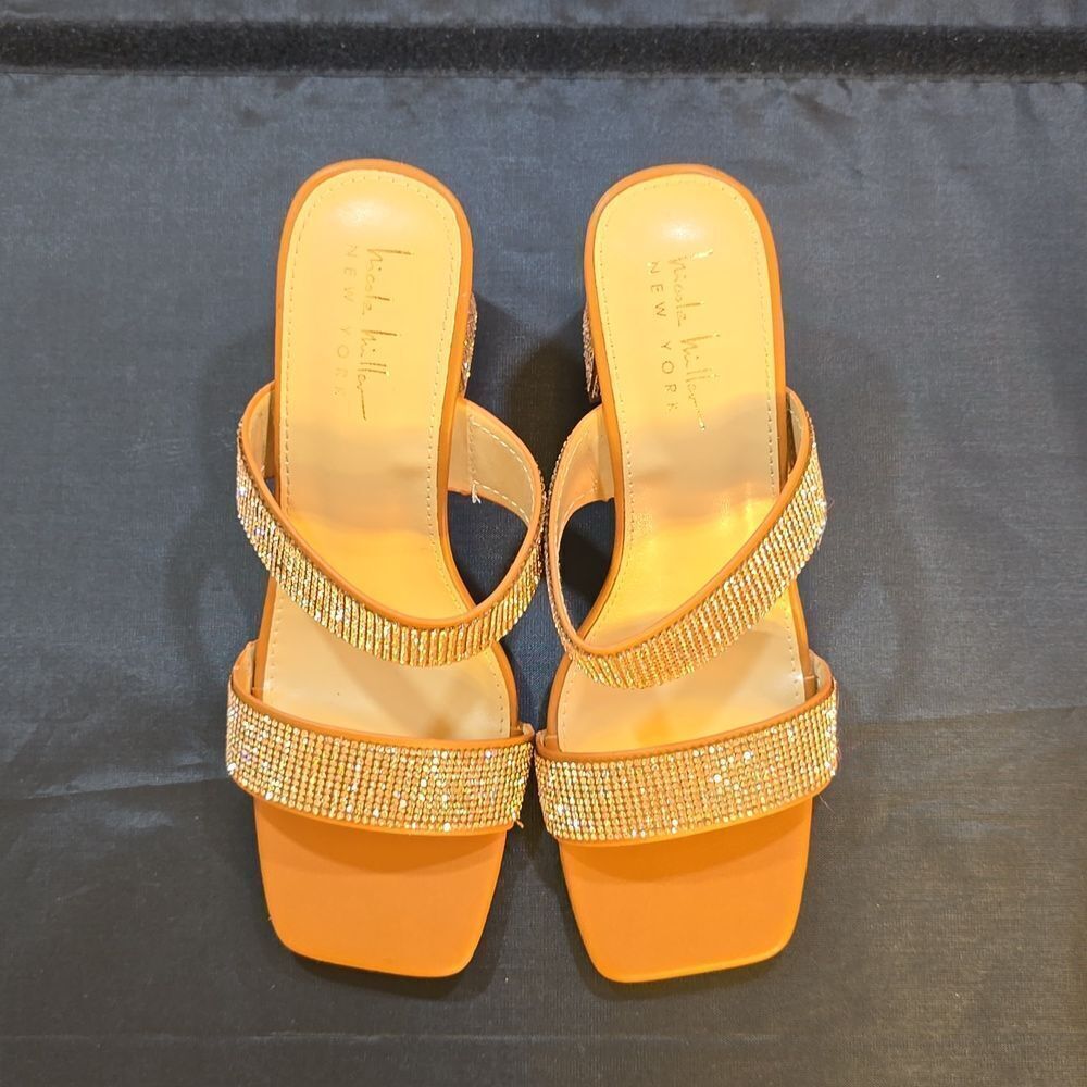 BRAND NEW NICOLE MILLER NEW YORK RHINESTONE EMBELLISHMENTS OPEN-TOE SANDAL G1